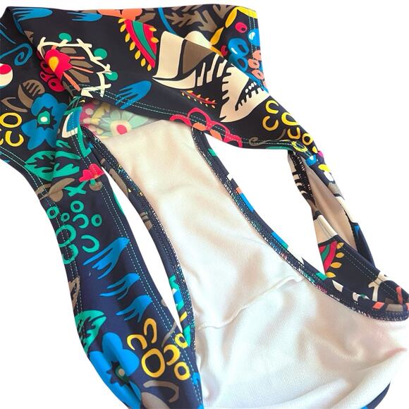 Boden Bikini Swim Bottoms Women's US 10 Fun Colorful Floral Black Gardenia Pop - Picture 6 of 8